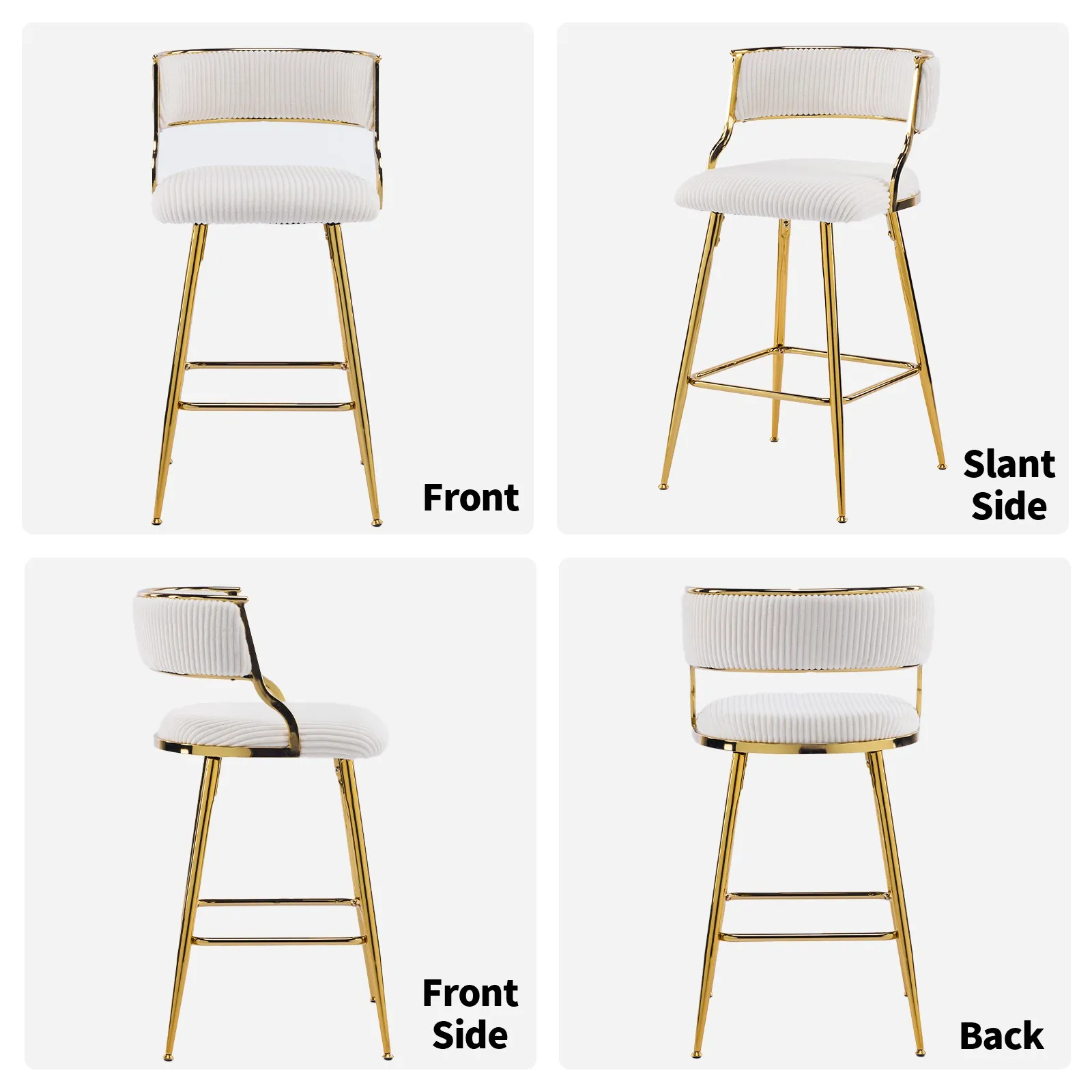 Makeup VanitiesSet of 2 Modern Corduroy Bar Stools Farmhouse Design for Kitchen Office Vanity Comfortable and Stylish Seating