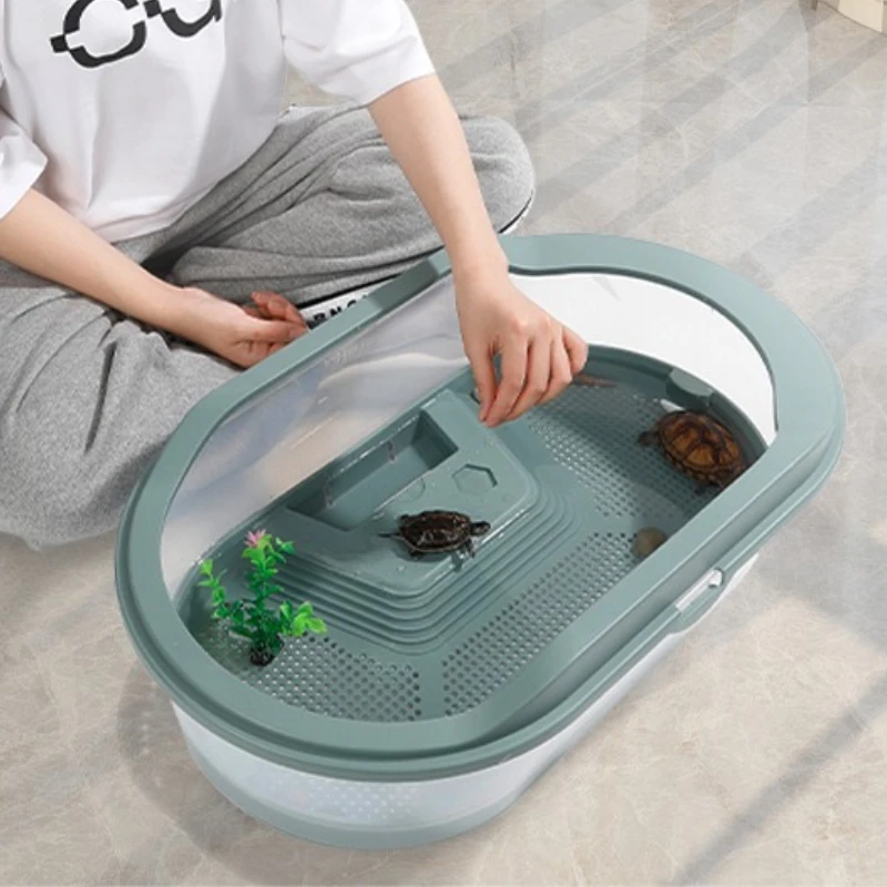 

Turtle Tank Household House Brazilian Turtle Special Pot Breeding Box Landscaping Villa House Portable Small Animal Terrariums