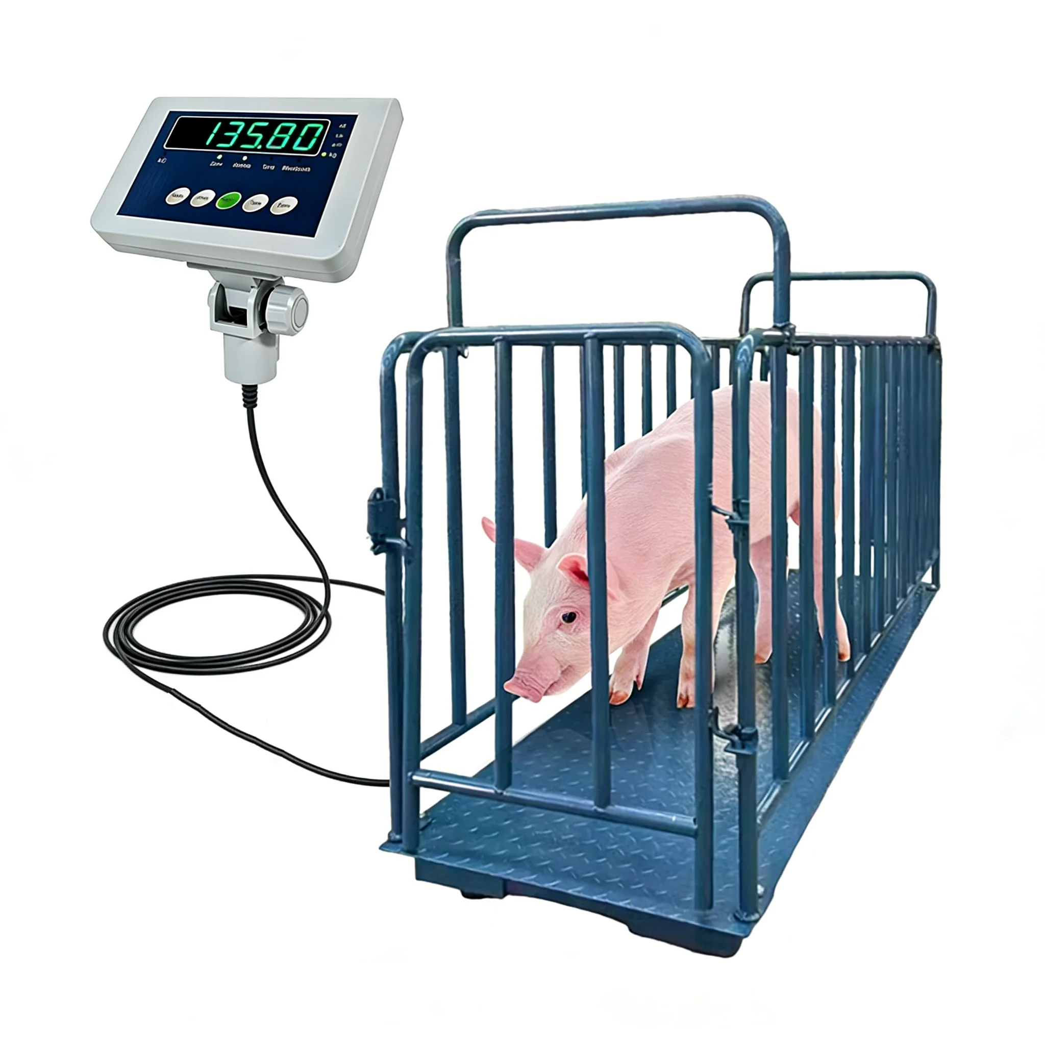 3 Ton Max Capacity Digital Floor Scale 1x1.5M Animal Weighing Scale with 80CM Height Fence for Farm