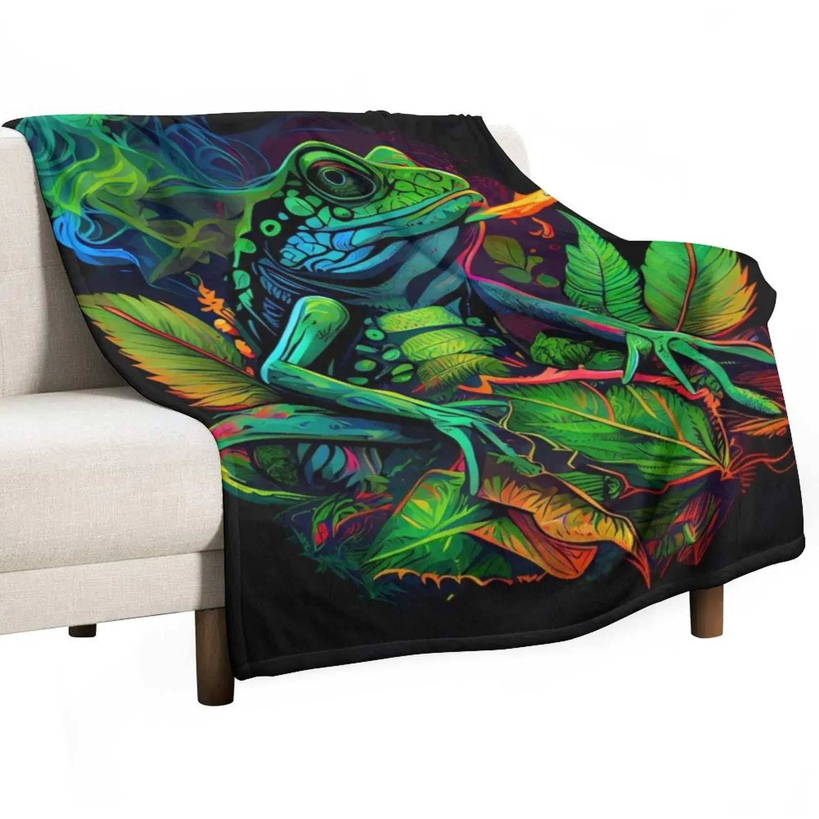 Frog Smoking Weed Throw Blanket for winter Heavy Soft Big Blankets