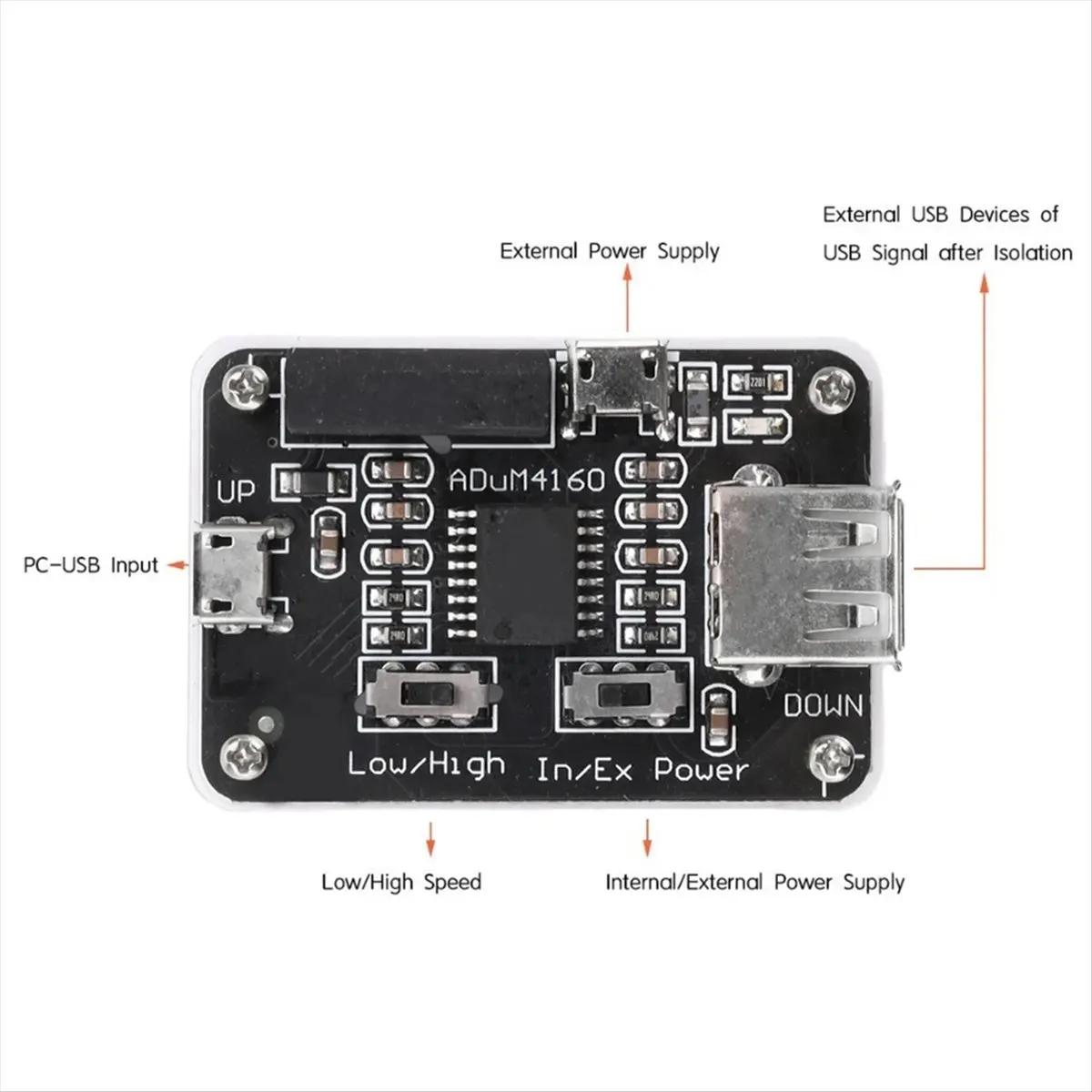 New ADUM4160 USB to USB Isolator Module Audio Noise Eliminator Isolator Protection 1500V Digital Module for