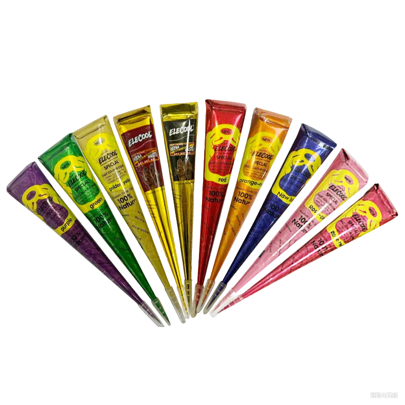 

Henna Tattoo Paste Easy To Apply Indian Henna Cones Body Art Paint Dark Color Temporary Tattoo Paste For Hand-Drawn Tattoo