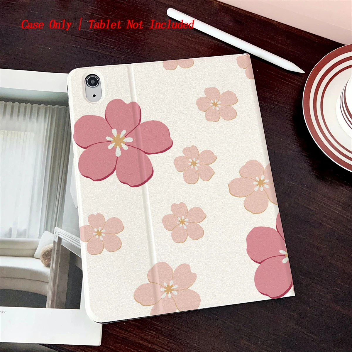 

8. Чехол для iPad с принтом в свежем стиле, 360° ° Вращающаяся подставка и слот для ручки, стиль книги, автоматический режим сна/пробуждения, совместим с различными Apple iPad