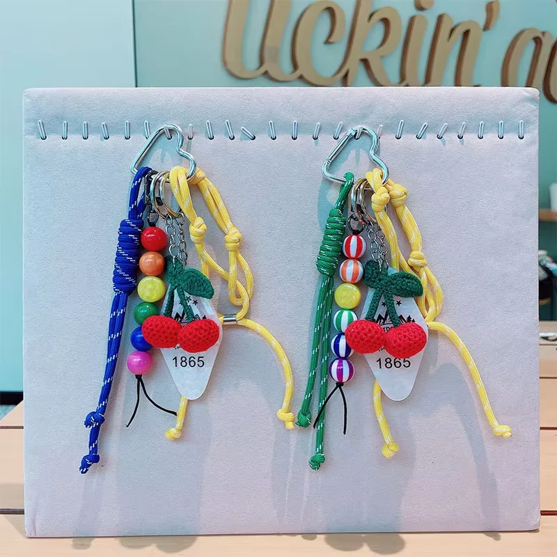 Braided Rope Bag Pendant Keychain Knitting Pendant Ruth's Same Style Cherry Pendant Suitable for Phone Bag Accessories