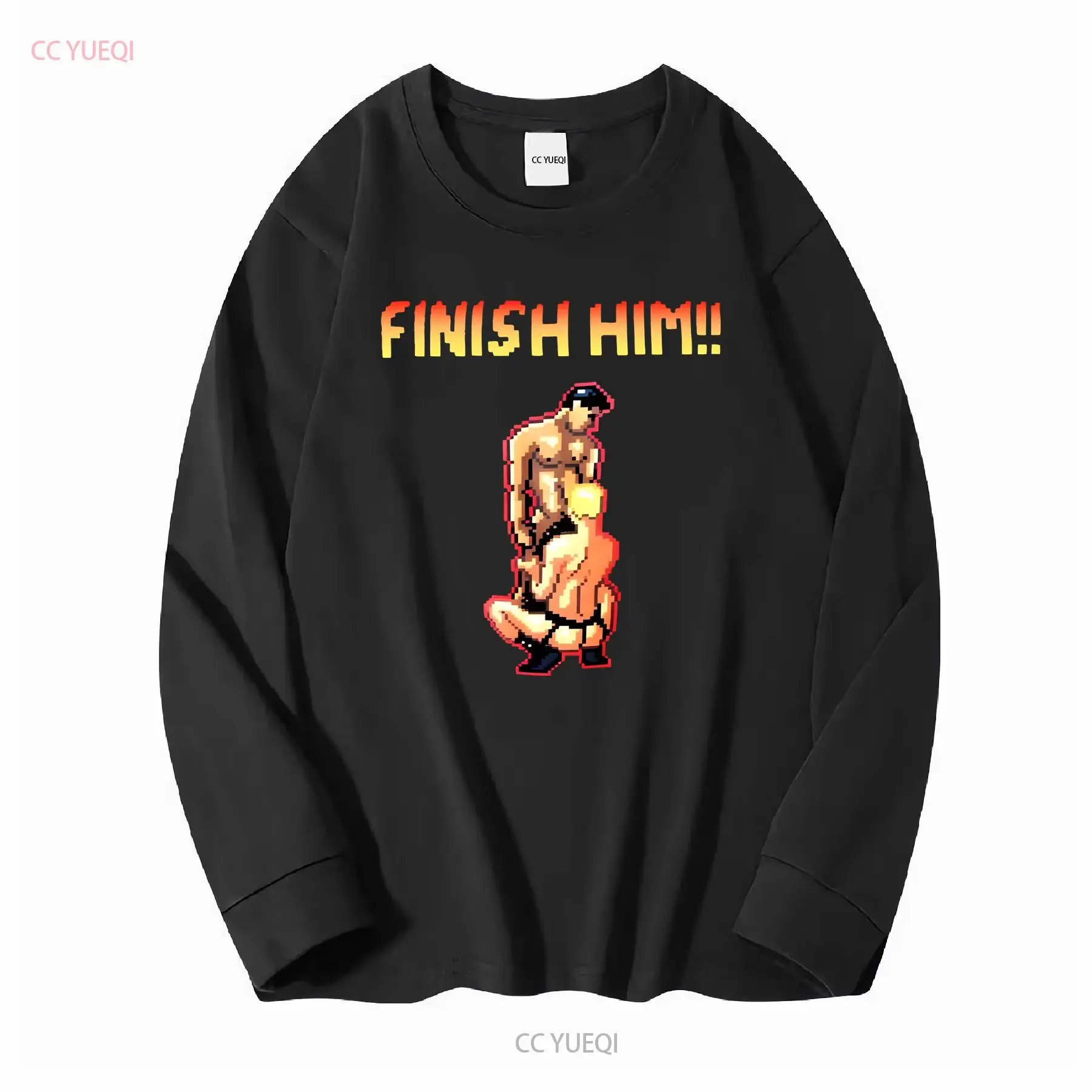 Gamer Gayming Finish Him T Shirt 8bit Pixelated Baggy Boyfriend Baseball 3103 vintage Washed Top For Everyday Wear Comfortable