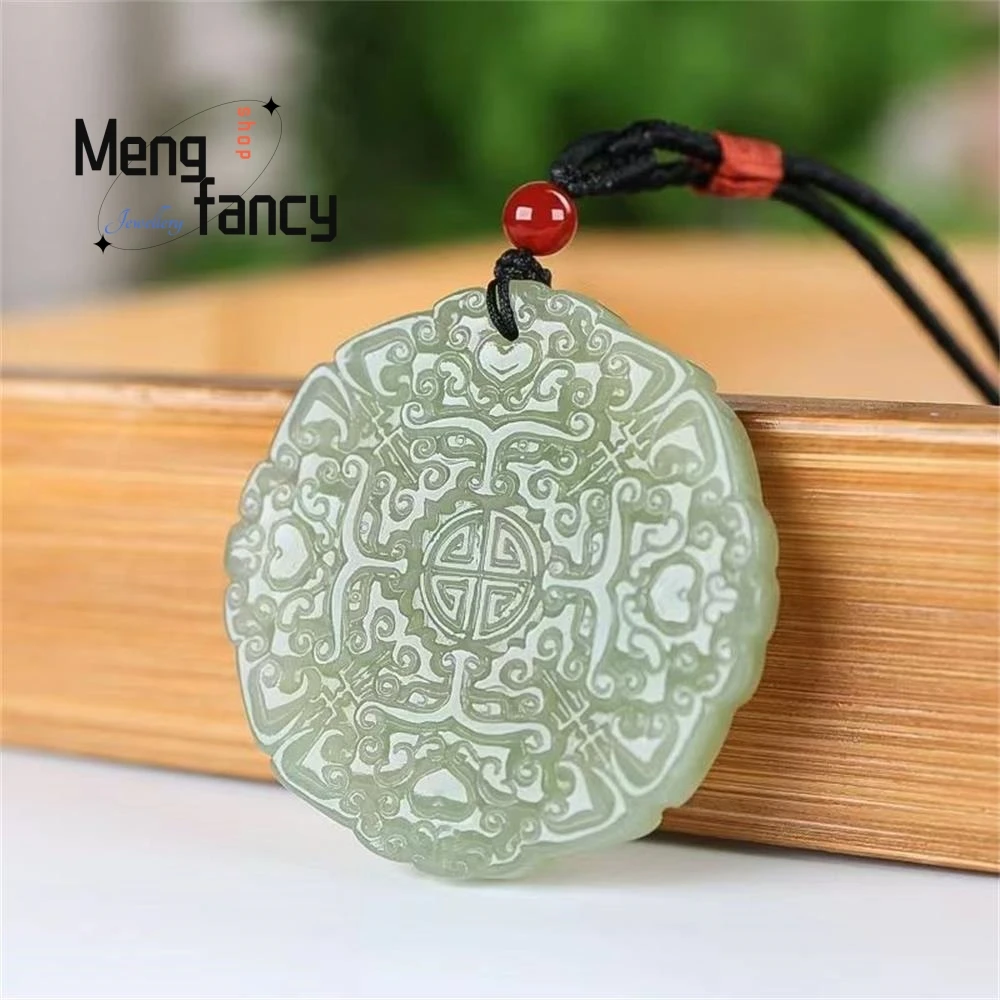 Natural Hetian Jade Beast Head Pendant Genuine Divine Elegant Simple High-grade Popular Fashion Fine Jewelry Mascot Holiday Gift