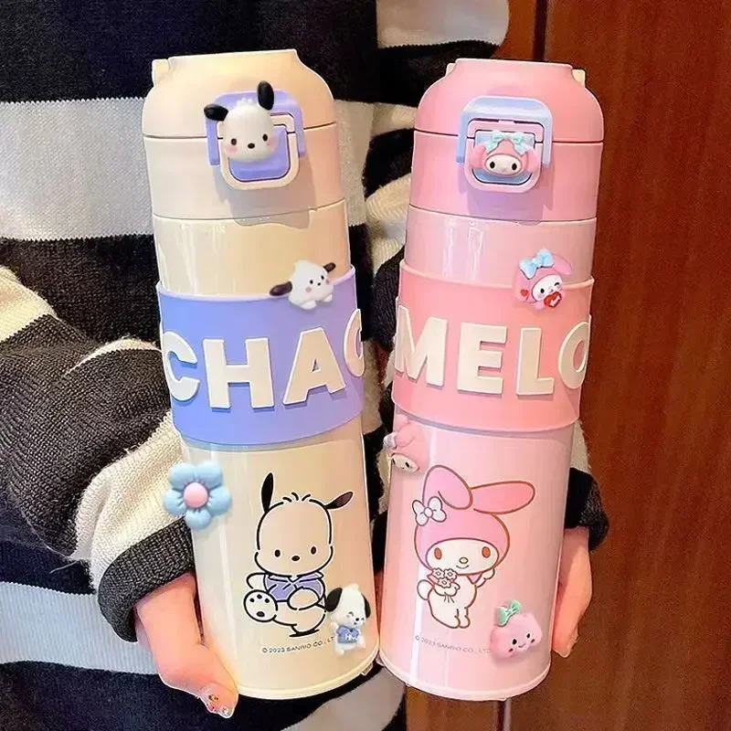 

MINISO Sanrio Kawaii термос, 400/500 мл, милый мультфильм Kuromi My Melody, нержавеющая сталь 316, портативная дорожная изолированная чашка для воды