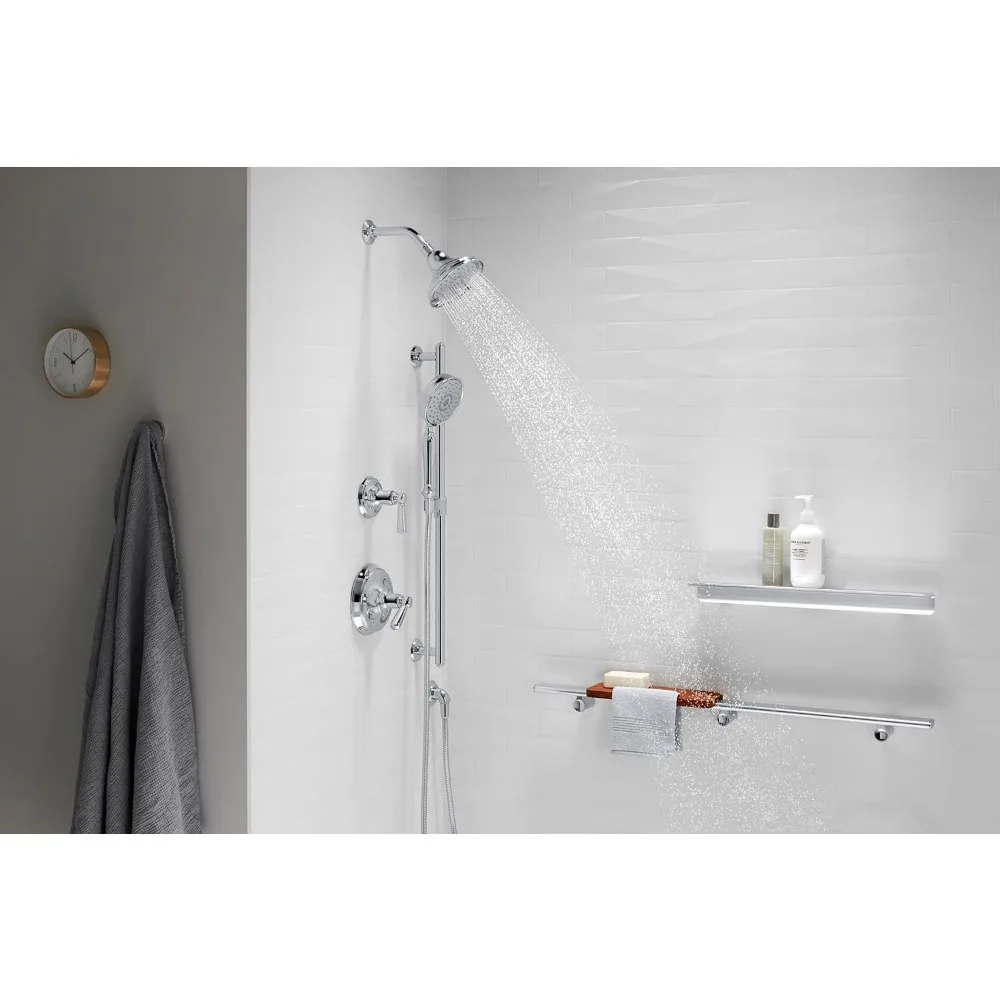 Bancroft Three-Function Shower Head, Multifunction Showerhead with Three Sprays, 2.5 GPM, Polished Chrome