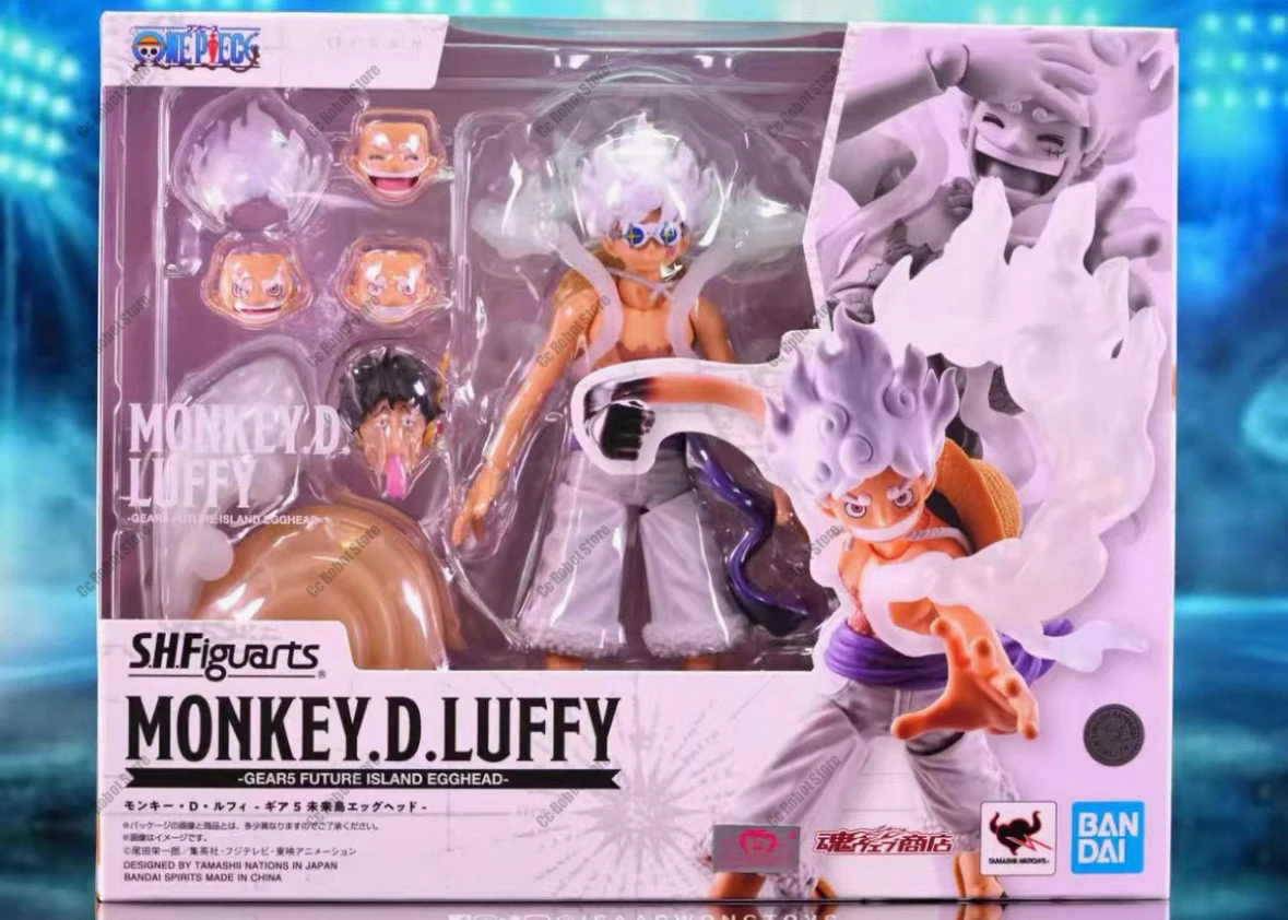 Bandai S.H.Figuarts One Piece MONKEY.D.LUFFY GEAR5 FUTURE ISLAND EGGHEAD Figur Model Jadi Anime Action Toy Hadiah Kejutan