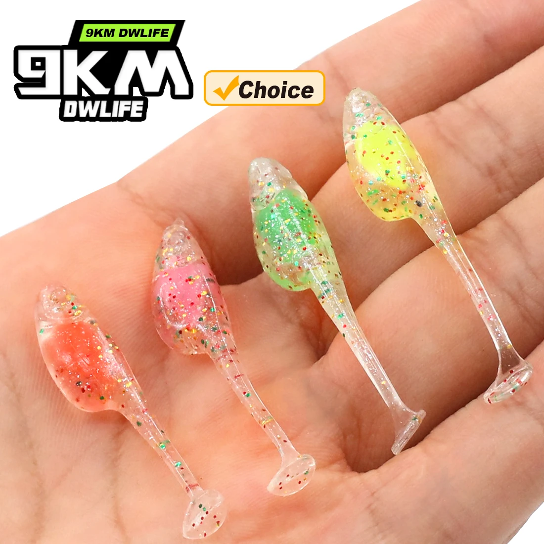 9KM Cebos de silicona suaves cola en T para pesca lubina agua salada