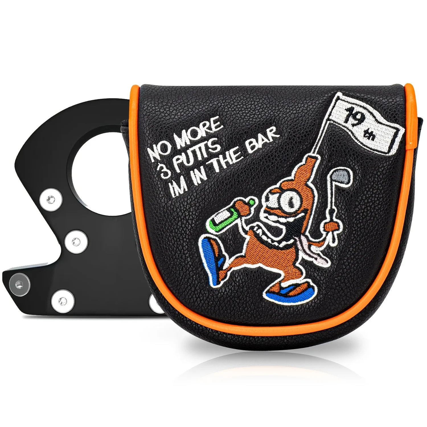 1pc Putter Head Cover with Pirate Pattern - Magnetic Closure PU Shell with Fluffy Lining And Cute Cartoon, Club Headcover