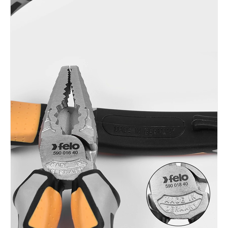 German Felo Combination Pliers for Holding, Gripping, Bending and Cutting Hard or Soft Wires Metalworking Plier 59001640|01840