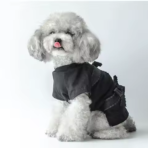 Bow pet dogs cat clothes Black T-shirt Maltese Yorkshire Bear Teddy dog vest shirt
