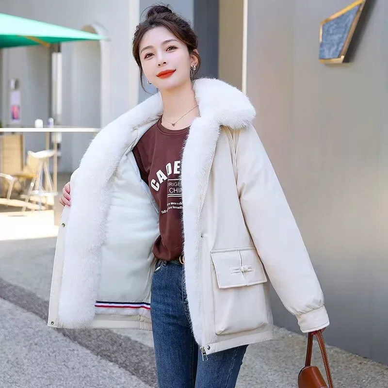 2024年冬新作 ポップポップ ウォームコート 新綿コート ショート丈 大きめ プラッシュ 厚手 ファーカラー フード付き コットンコート パーカー レディース ピンク