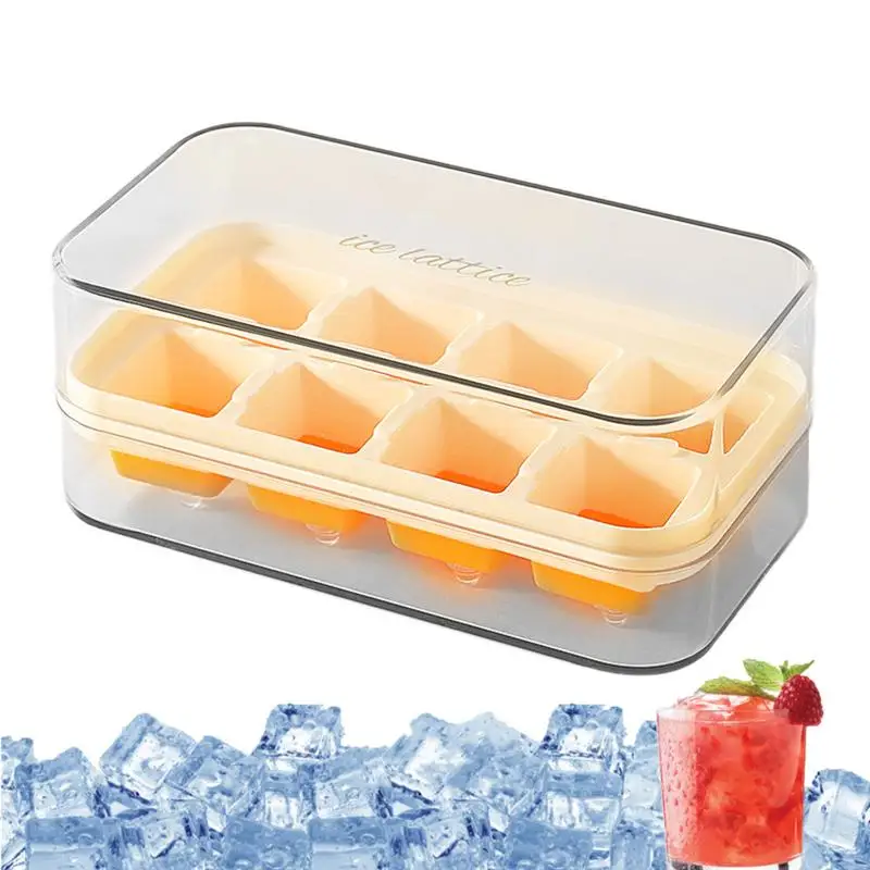 

Ice Trays For Freezer With Lid Transparent Lid Ice Box 8 Grids Kitchen Gadget Ice Maker Mold Leakproof For Beer Soda Cocktail