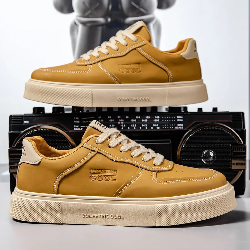 

PU Leather Men Casual Shoes Platform Soft Sneakers Outdoor Breathable Sport Shoes Lightweight Skid Running Shoes Tennis Shoes