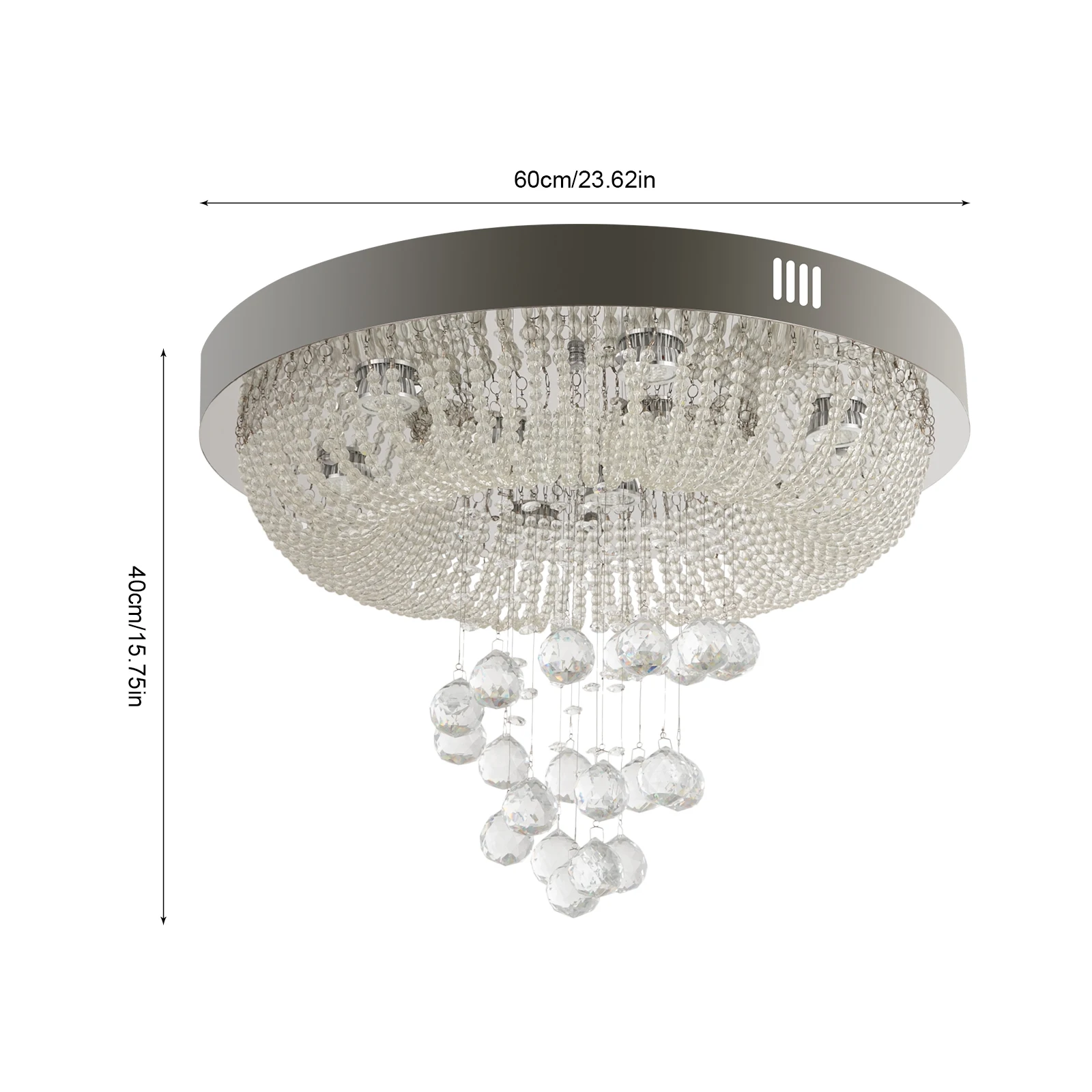 85-265v Crystal Ceiling Light Silver Modern LED Ceiling Lamp 650LM/W Crystal Ceiling Light with 3 Light Colors for Bedrooms Club
