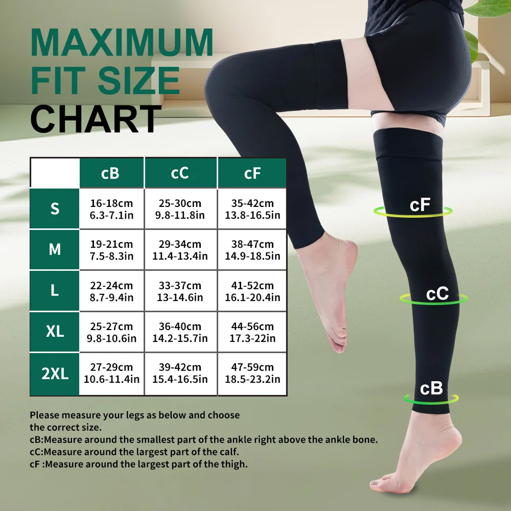 Legbeauty Men Women Compression Stockings Thigh High Footless Sockings for Varicose Veins, Edema,Graduated Pressure Nursing Sock