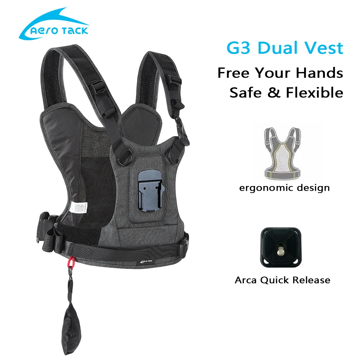 Aero Tack G3 Camera Harness Dual Shoulder Camera Strap Ergonomic Photography Vest Quick-Release Camera Harness