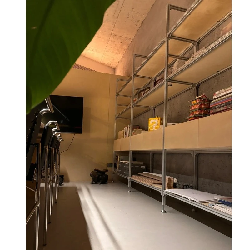 

Industrial style aluminum profile bookshelf, shelf, multi-layer metal storage rack