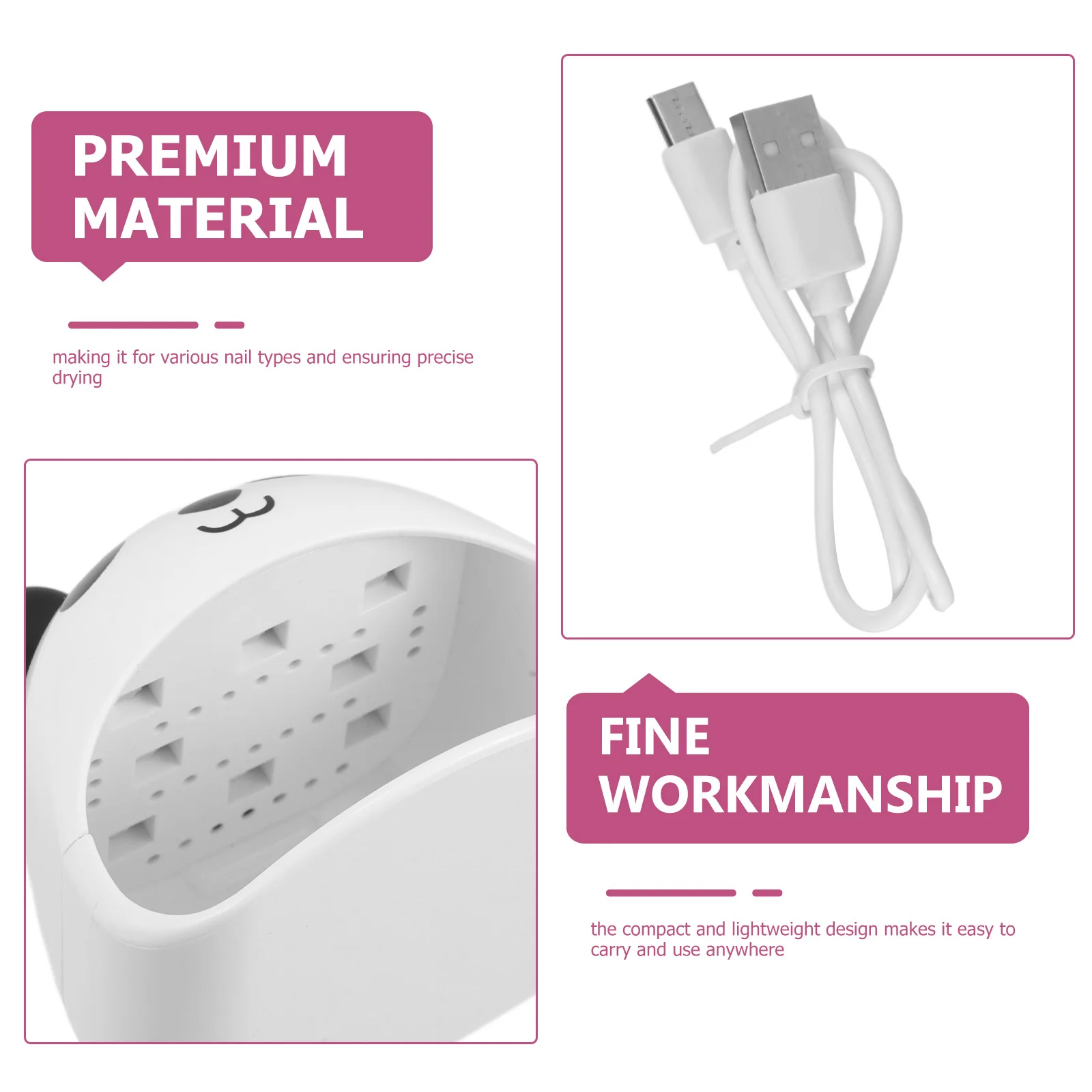 USBポータブルキュートパンダネイルランプミニハンドヘルドジェルネイルドライヤーシングルフィンガーコードレス速乾ライトランプネイルテーブル用