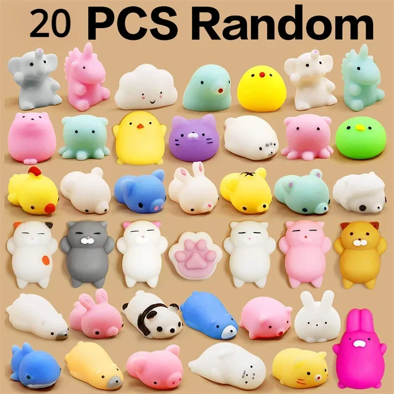 20 pçs kawaii squishies anima brinquedos mole para crianças antiestresse bola squeeze festa favores alívio do estresse brinquedos para aniversário