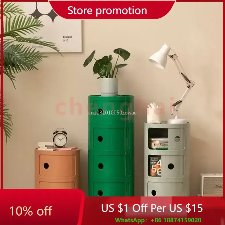 

Nightstands Modular Bedside Table Round Large-capacity Storage Bedside Small Cabinet Bedroom Simple Storage Narrow Side Cabinet