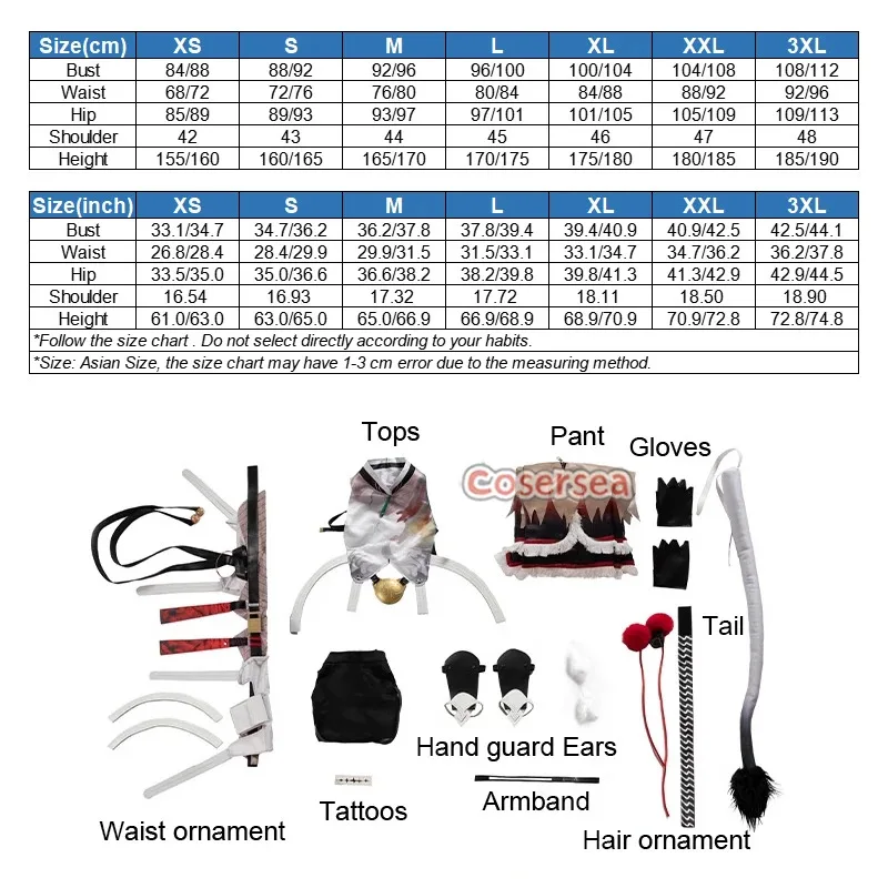 Cosersea Lingyang 코스프레 의상 Wuthering Waves Lingyang 코스프레 의상 남자 유니폼 꼬리 할로윈 Cos 복장 풀 세트