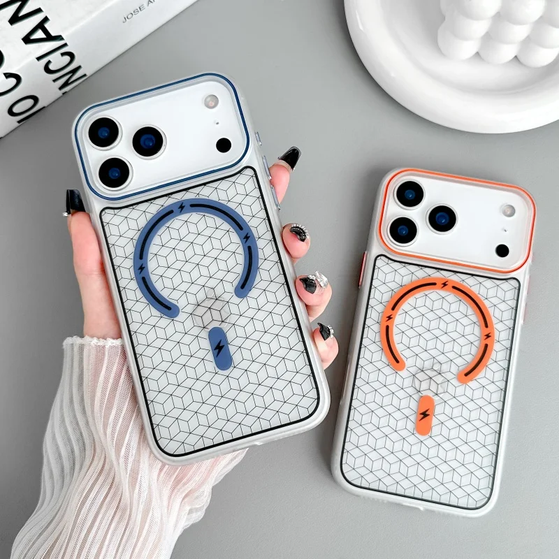 Custodia trasparente con cornice per fotocamera con bottone colorato personalizzato per IPhone 17 Air 16 15 14 Plus 13 ProMax Cover protettiva per ricarica magnetica