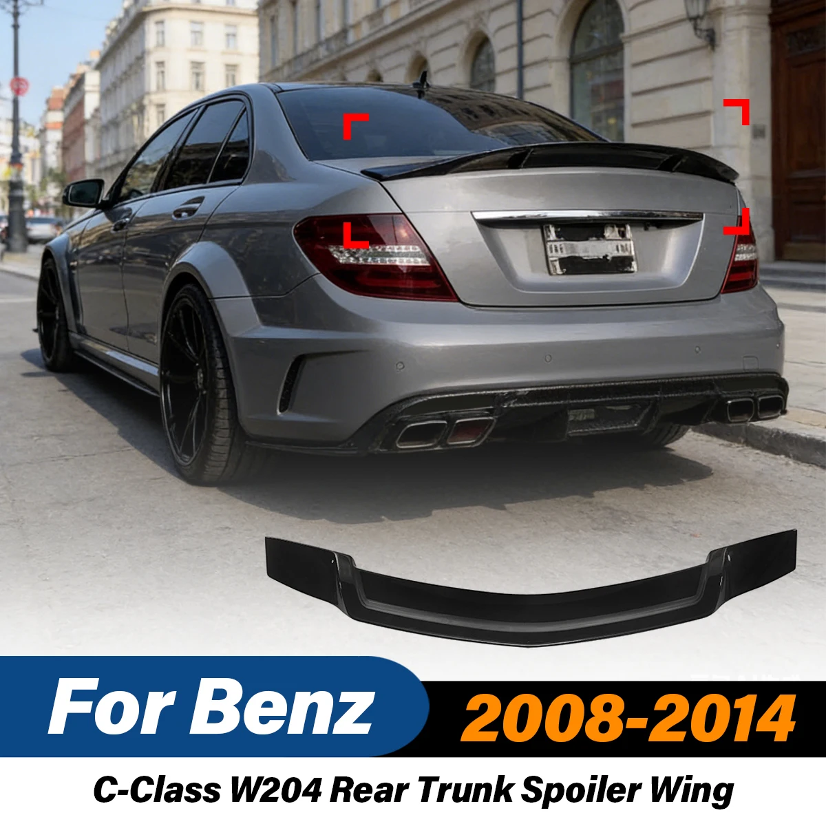 

For Mercedes Benz C-Class W204 2008 2009 2010 2011 2012 2013 2014 Rear Trunk Spoiler Fixed Wing Splitter Lip Car Accessories Kit