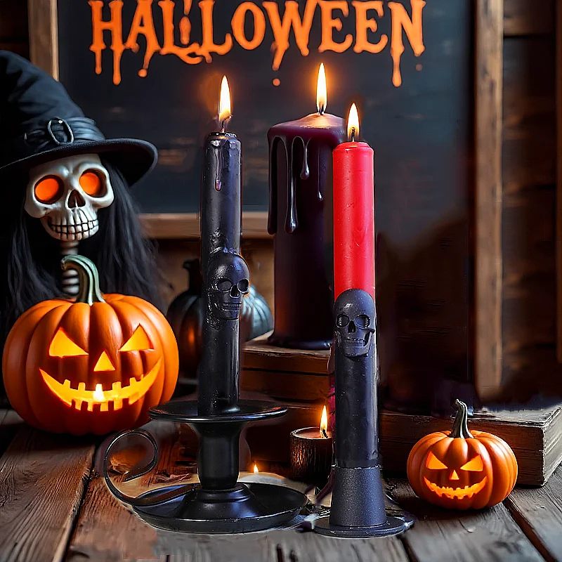 Halloween Taper Candles Guest Gift Candles Black Spooky Gothic Candle Table Decoration and Accessories