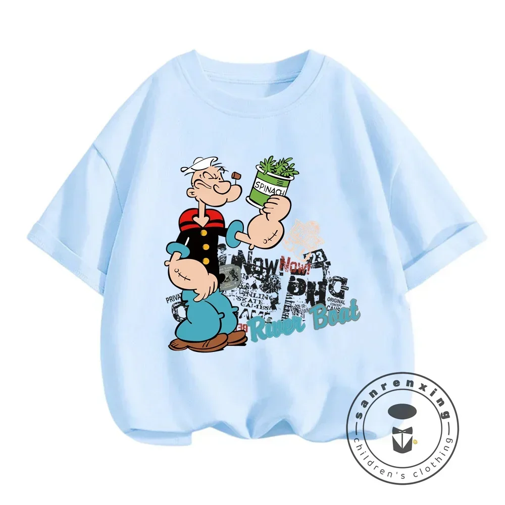 Popeye-男の子と女の子のためのセーラーTシャツ,カジュアルなファッション,ヒップホップスタイル,シック,予算に優しい,夏