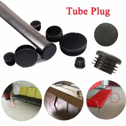 10pcs/pack Black Round Plastic Plug In Round Pipe Steel Pipe Inner Sleeve Plug Head Table Chair Foot Pad