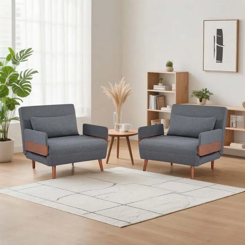 سرير أريكة حديث للنوم بمقعدين، قماش مسامي، تحويل سريع في 10 ثوانٍ، مسند ظهر قابل للتعديل بثلاثة مستويات، صامت #1