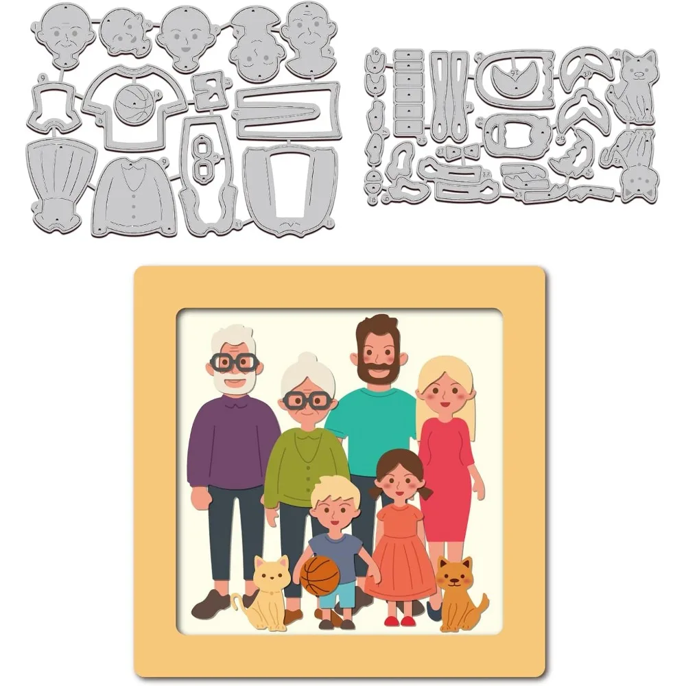 Family Cutting Dies Family Photo Embossing Stencil Template Carbon Steel Die Cutting Template Metal Crafting Die Cut for Card