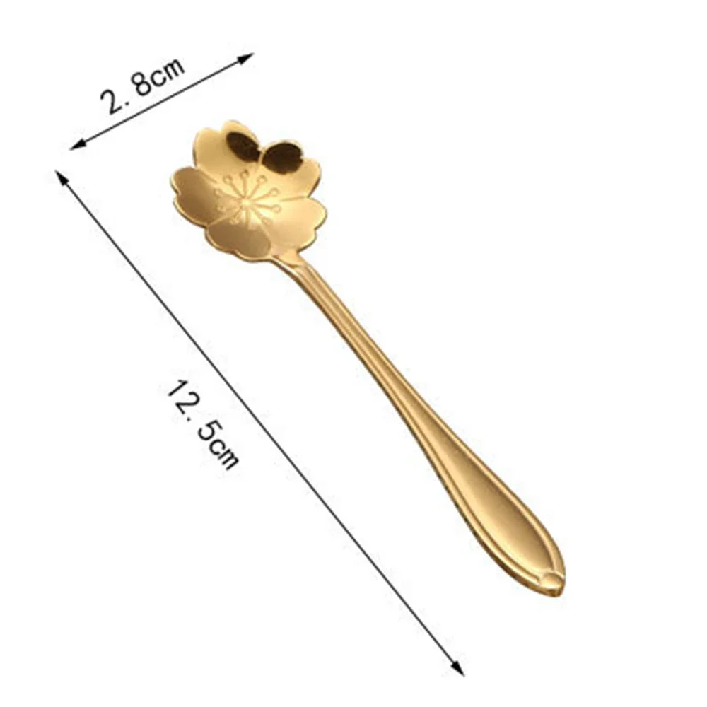 Kitchen Coffee Spoon Stainless Steel Cutlery Dessert Flower Shape Gold Rustproof Stirring Tableware Tea Teaspoon