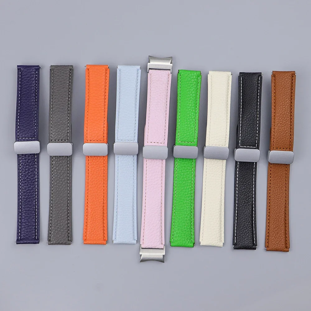 Para samsang galaxy watch 6 5 4 40 44mm pulseira de fivela magnética de ajuste rápido sem lacunas pulseira de couro para galaxy watch6 4 clássico 43 47mm