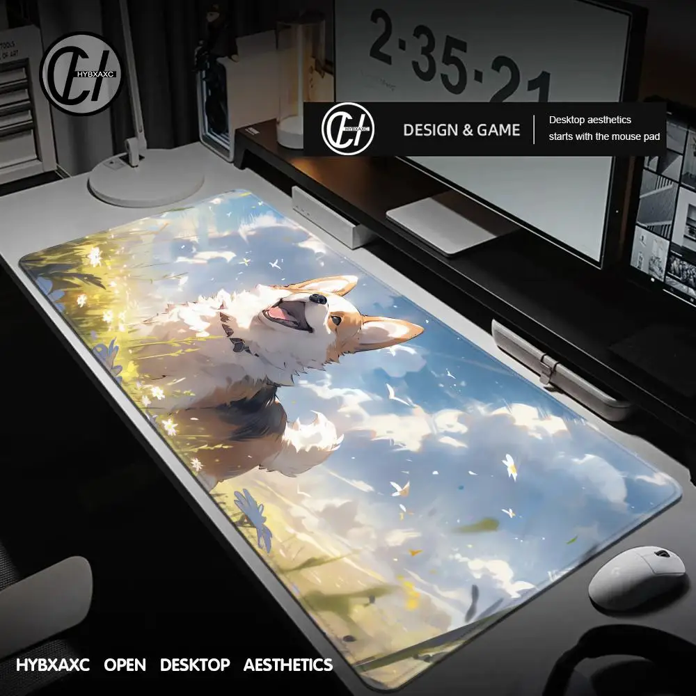 

Anime Corgi Dog Mouse Pad Laptop Yellow Extended Desk Mat XXL Kawaii Cat Dog Paw Keyboard Rug Laptop Gamer Cabinet Soft Mousepad