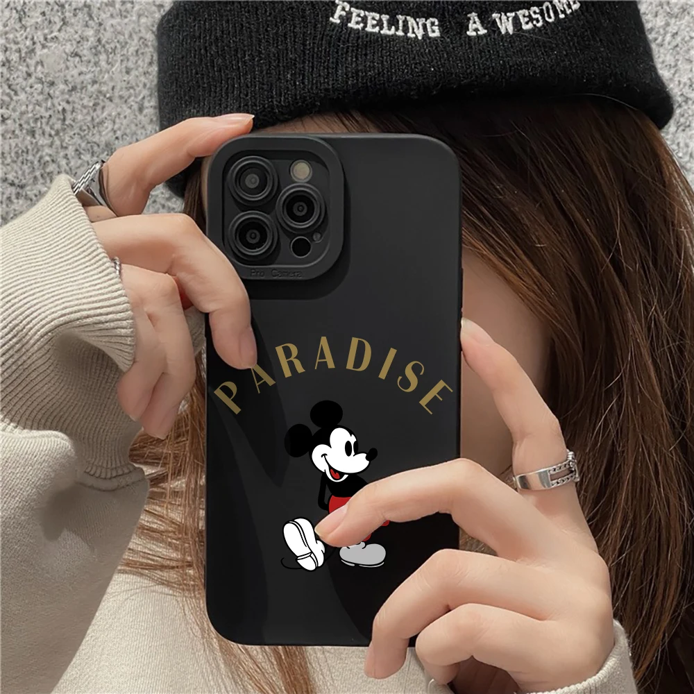 

Miniso Cute Disney Mickey Mouse Cases For iPhone 16 15 14 13 12 11 Pro Max XS X XR For iPhone 16E 7 8 Plus Silicone Soft Cover