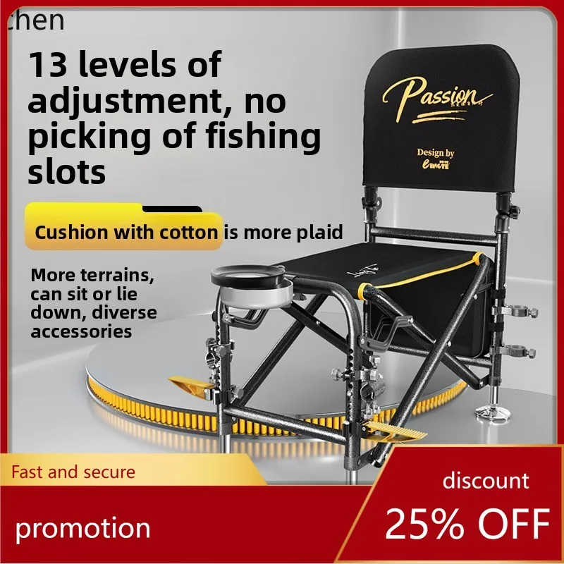 CZ Fishing Chair Multi-Functional All-Terrain Wild Fishing Black Pit Folding Portable Fishing Stool Rider Chair