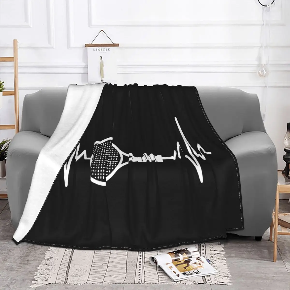 Tennis Racquet Heartbeat Tennis Gift Funny Tennis Tennis Team S B Leisure Party Throw Blanket