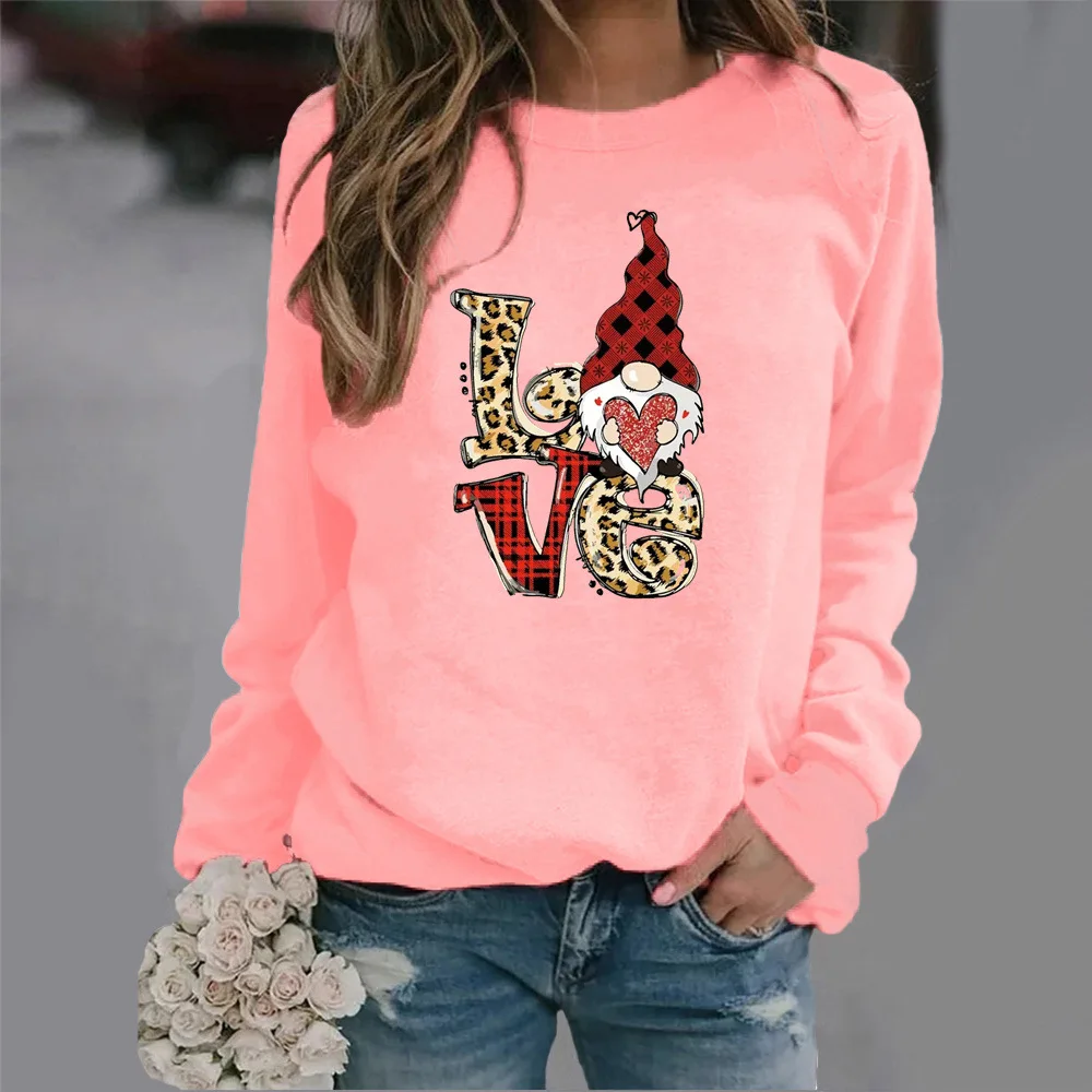 Crew-neck Hoodie Christmas Letter Printing New European and American Valentine\'s Day Hot Sales Streetwear Women  Sweatshirts