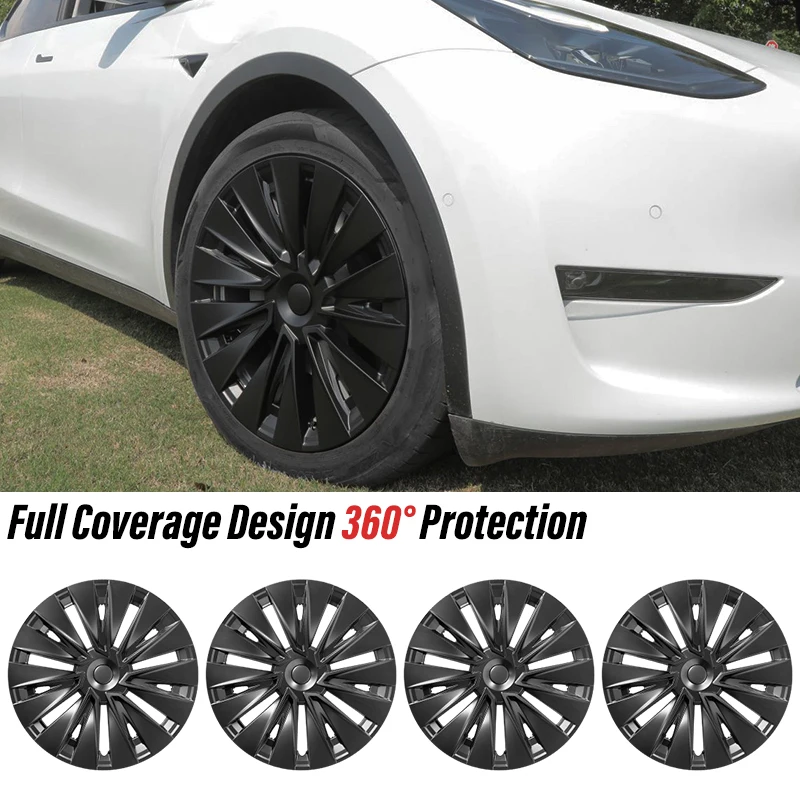 4PCS Design For TESLA Model Y 2020-2024 19 Inch Turbine Wheel Cover Hubcaps Performance Wheel Cap Full Rim Cover Accessories