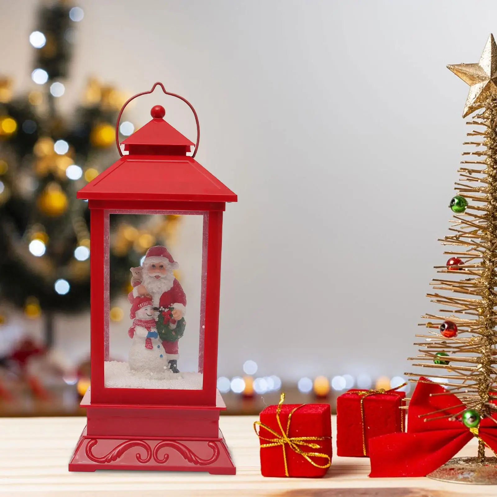 Musical Lighted Christmas Snow Globe Lantern Tabletop Ornament for Party