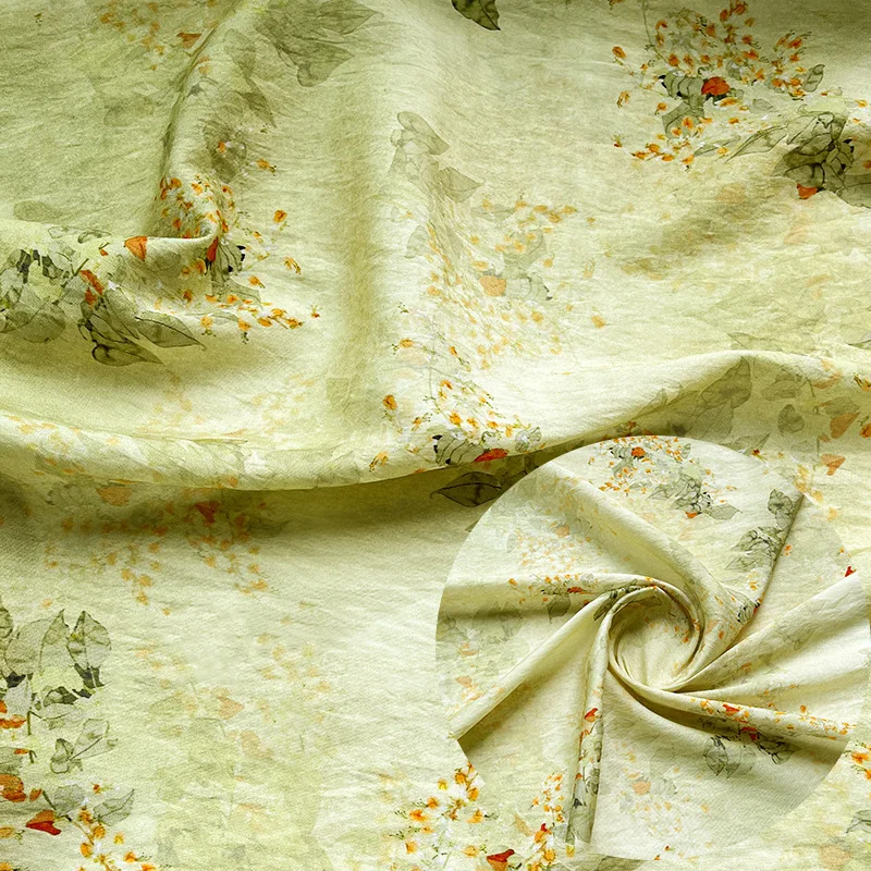 Love Leaves Brocade Cotton Fabric New Chinese Digital Printing Ethnic Style Cheongsam Dress Blouse Hanfu Fabrics