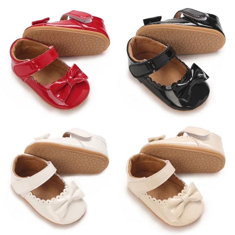 Spring and Autumn Baby Bow Step Shoes Princess Shoes Baby Step Shoes Bright Surface Anti slip and Anti drop Shoes