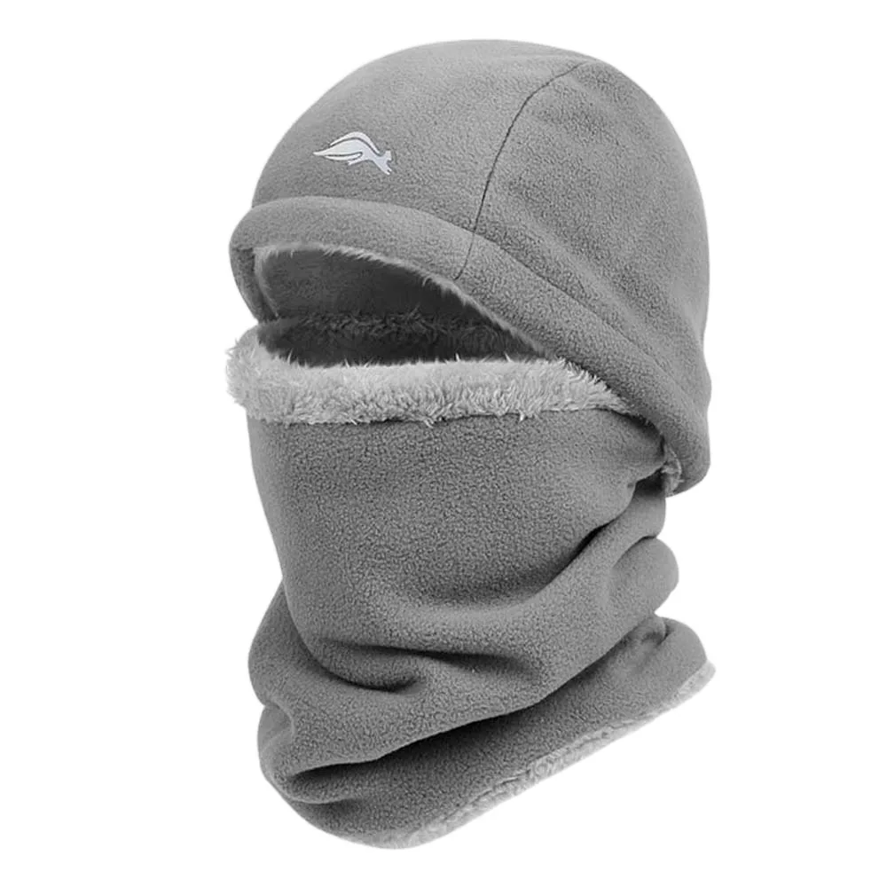 

Personality Detachable Hooded Neck Cap Solid Color Polar Fleece Cap and Scarf Suit All-match Soft Beanie Hat Men
