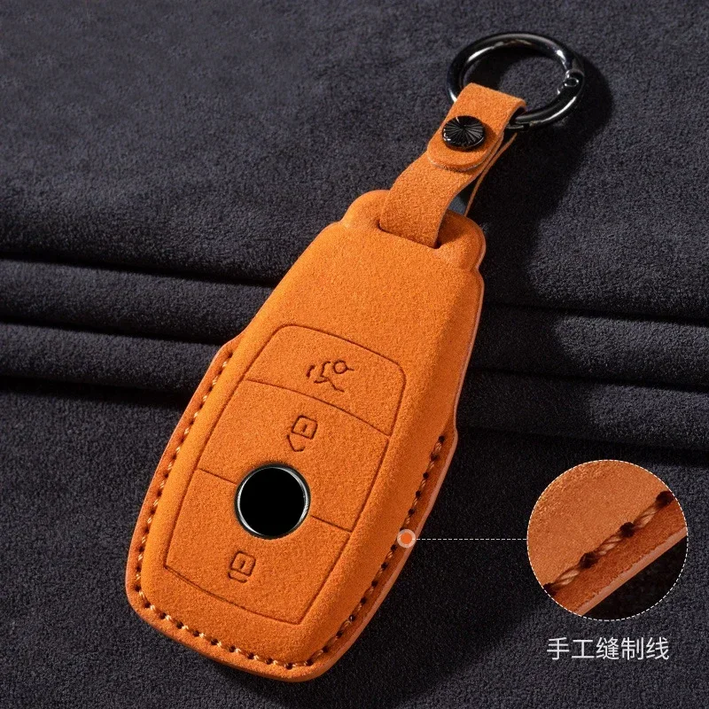 

Leather Car Remote Key Case Cover For Mercedes Benz A C E S G Class GLC CLE CLA GLB GLS W177 W205 W213 W222 X167 AMG Keychain