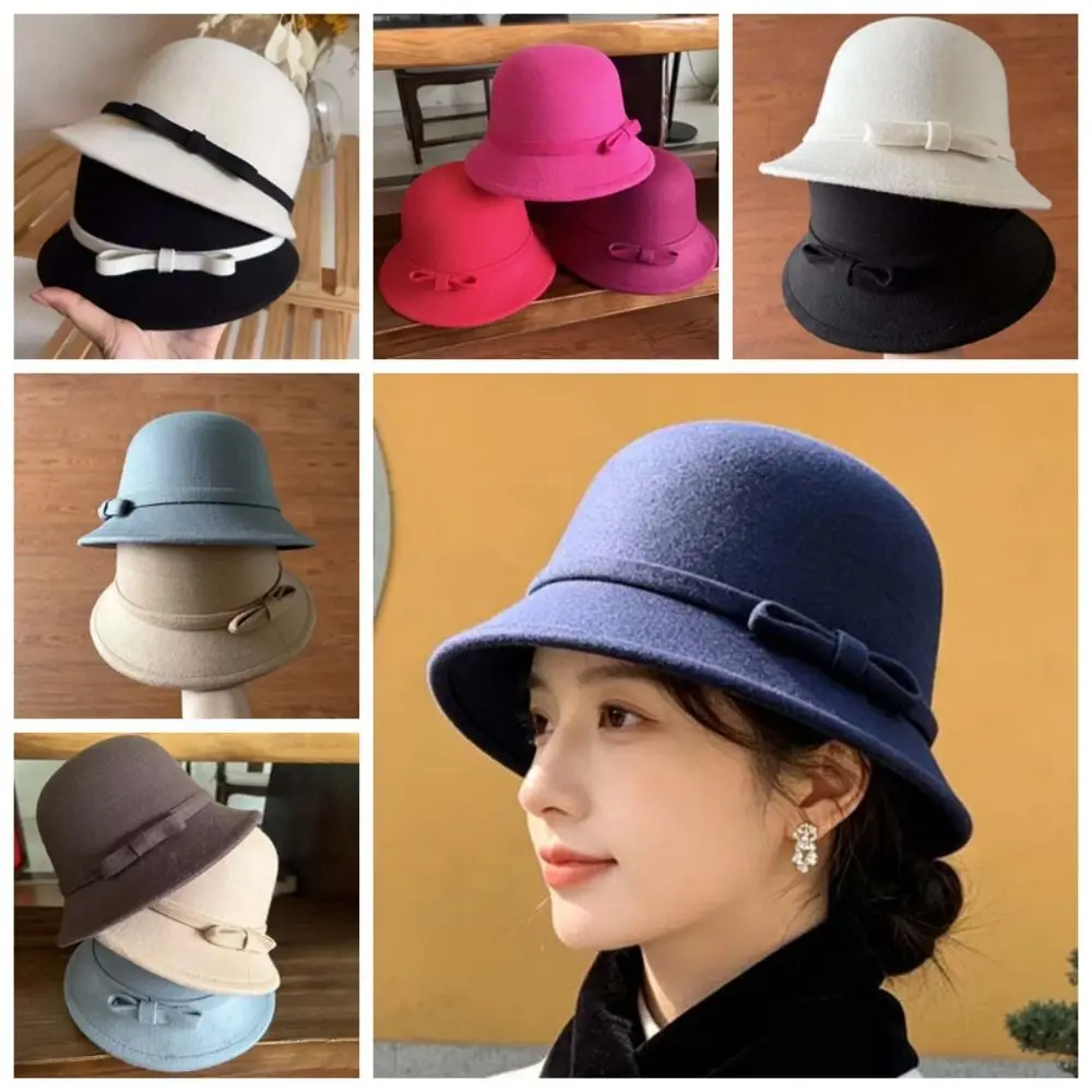 Koreanischer Wintermütze-Stil, warme Wollmütze, weicher Filzmütze, Retro-Klappmütze, einfarbig, schickes Design, Vintage-Fedora-Mütze, modische Damenmütze. – Detail 2