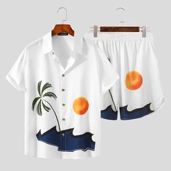 Satz von 3d gedruckten Strand hemden Mode Kurzarm hemden lässige Herren übergroße Shorts Sommer Streetwear Hawaii y2k Kleidung